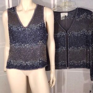 Adrianna Papell beaded black top and jacket XL